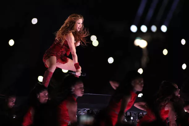 Colombian singer Shakira performs during the Pepsi Super Bowl LIV Halftime Show at Hard Rock Stadium on February 02, 2020 in Miami, Florida.